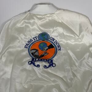 Vintage Alabama Satin Bomber Jacket White USA Made Medium